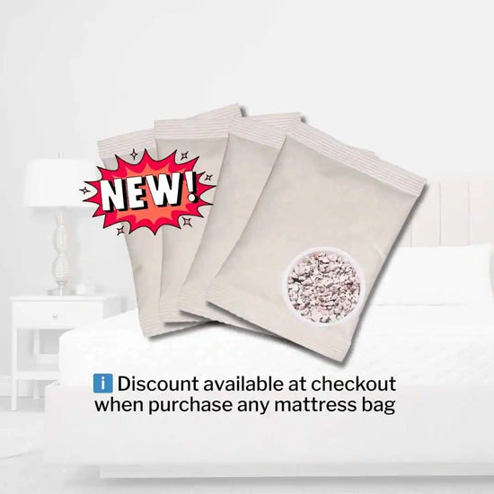 Moisture absorber desiccant pack for extra protection of a mattress in storage or in a humid climate. 