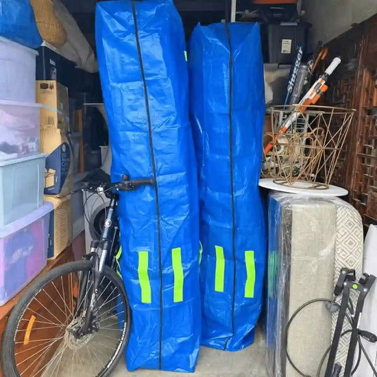 TROVERR mattress bags in a moving truck on moving day, protecting the mattress from getting dirty and damaged